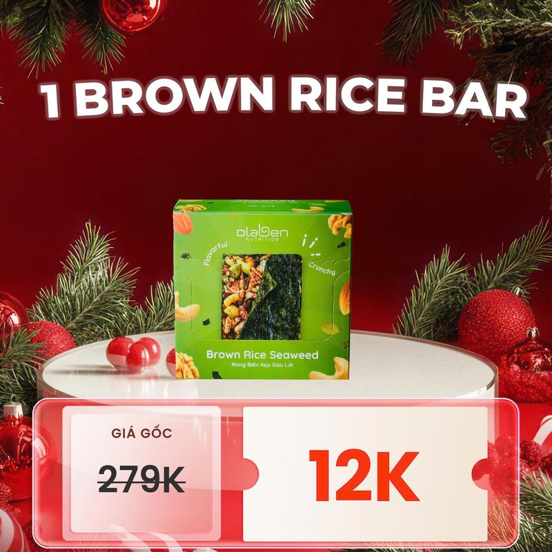  1 HỘP Thanh Bánh Rong Biển Kẹp Gạo Lứt và Hạt Dinh Dưỡng - 12K - Hộp Phiên Bản Mới 
