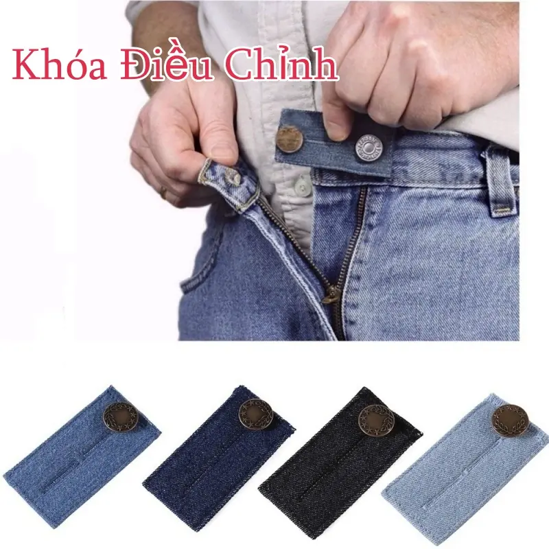 Nút Mở Rộng Vòng Eo Quần Jeans, Khóa Tăng Size, Thắt Lưng Denim Điều Chỉnh, Miếng Đệm Có Thể Tùy Chỉnh