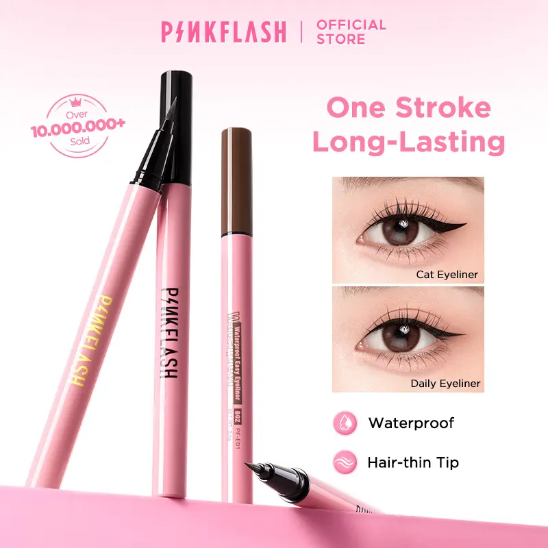 【LOCAL】Bút Chì Kẻ Mắt Màu Đen, PINKFLASH, Ohmypinkflash Ohmyline, Đều Sắc Tố, Lâu Trôi, Không Thấm Nước, Chống Mồ Hôi, Dễ Đeo
