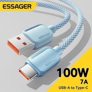 Essager 7A USBA Type C Cable 100W USB2.0 Type C Macaron Cable Fast Charging Cable Type-C For Huawei Samsung OPPO VIVO Xiaomi Honor Oneplus Realme Fast Charging Data Cord