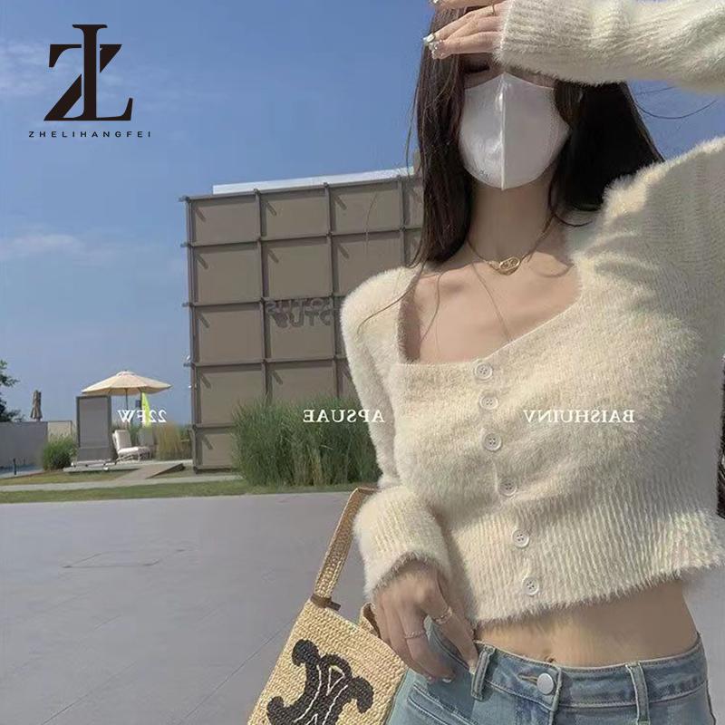 Áo Dệt Kim Cardigan Len tay dài dáng ôm eo cao thời trang phong cách