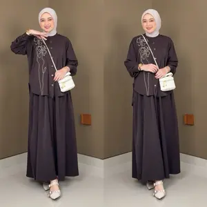Airish Oneset Bordir Marina Silk 2 versi [ Stelan rok & Stelan Celana ] by Melisa Syari