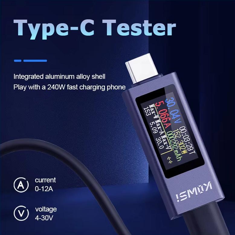 KWS-2302C Máy Kiểm Tra Loại C Di Động, Đa Năng, Màn Hình Kỹ Thuật Số, Ampe Kế Điện Áp DC, Đồng Hồ Đo Công Suất, Máy Kiểm Tra Sạc Điện Thoại Thông Minh, Đèn Báo Bộ Sạc, Với Vỏ Kim Loại