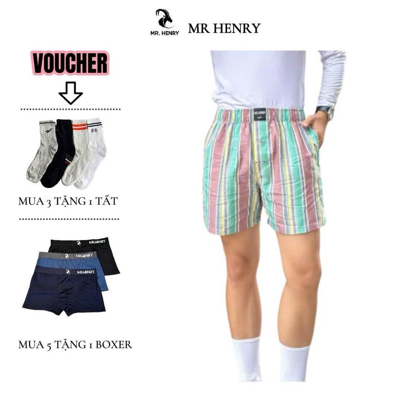    CÓ TÚI   Quần short nam Mr. Henry có túi hai bên sâu tiện lợi chất vải kate cotton mát mẻ êm ái mặc nhà  mặc ngủ 
