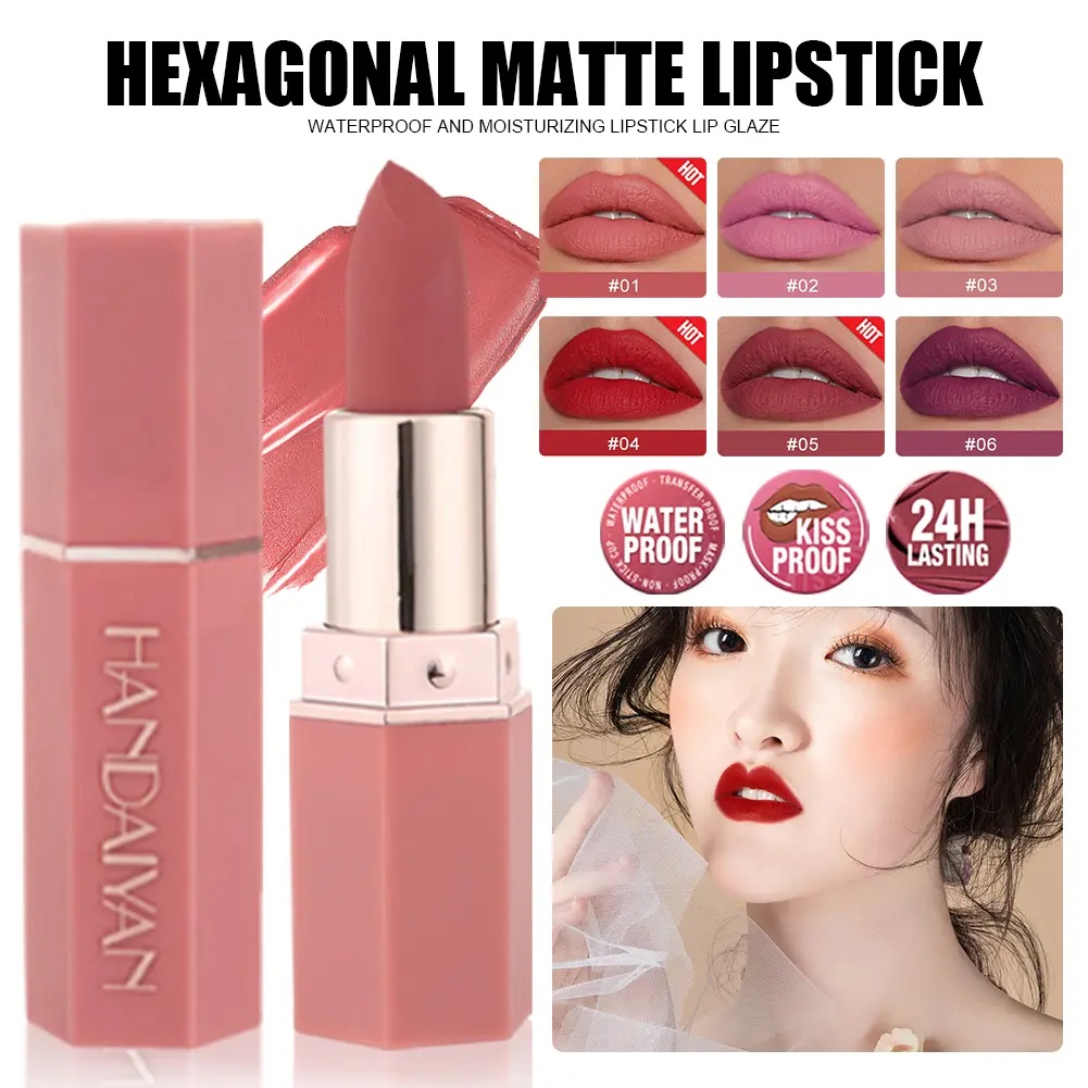 HANDAIYAN Matte lipstick, Multi-colour, Non fading, Matte, long-lasting lipstick 6 colors available