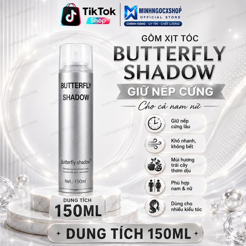 Gôm xịt tóc BUTTERFLY SHADOW 150ML, gôm bạc giữ nếp cứng cho cả nam nữ