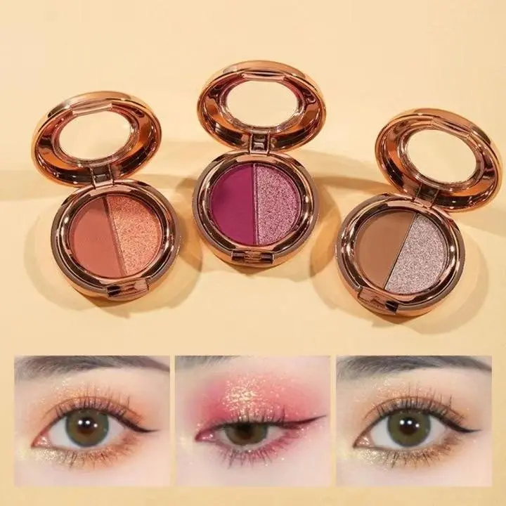 cod&ready Eyeshadow Palette 2 Warna Dengan Glitter Tahan Air dan Tahan Lama eyeshadow gliter Blemish Kosmetik skinfoodid 1
