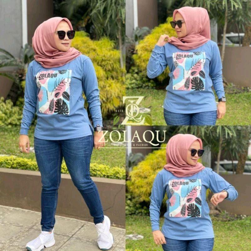 Kaos Wanita Zolaqu Original/Atasan Combed Lengan Panjang/Baju Muslimah Terlaris Katun Combed/Kaos Lengan Panjang Wanita Katun Tebal/Baju Basic Oblong Wanita Sablon Dewasa 6