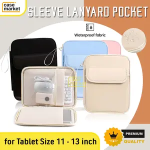 PELINDUNG / COVER for All Tablet Ukuran 11 12 13 inch Sleeve Lanyard Saku Pocket Storage Pouch with Handle PU Leather Tas Penyimpan Barang Praktis
