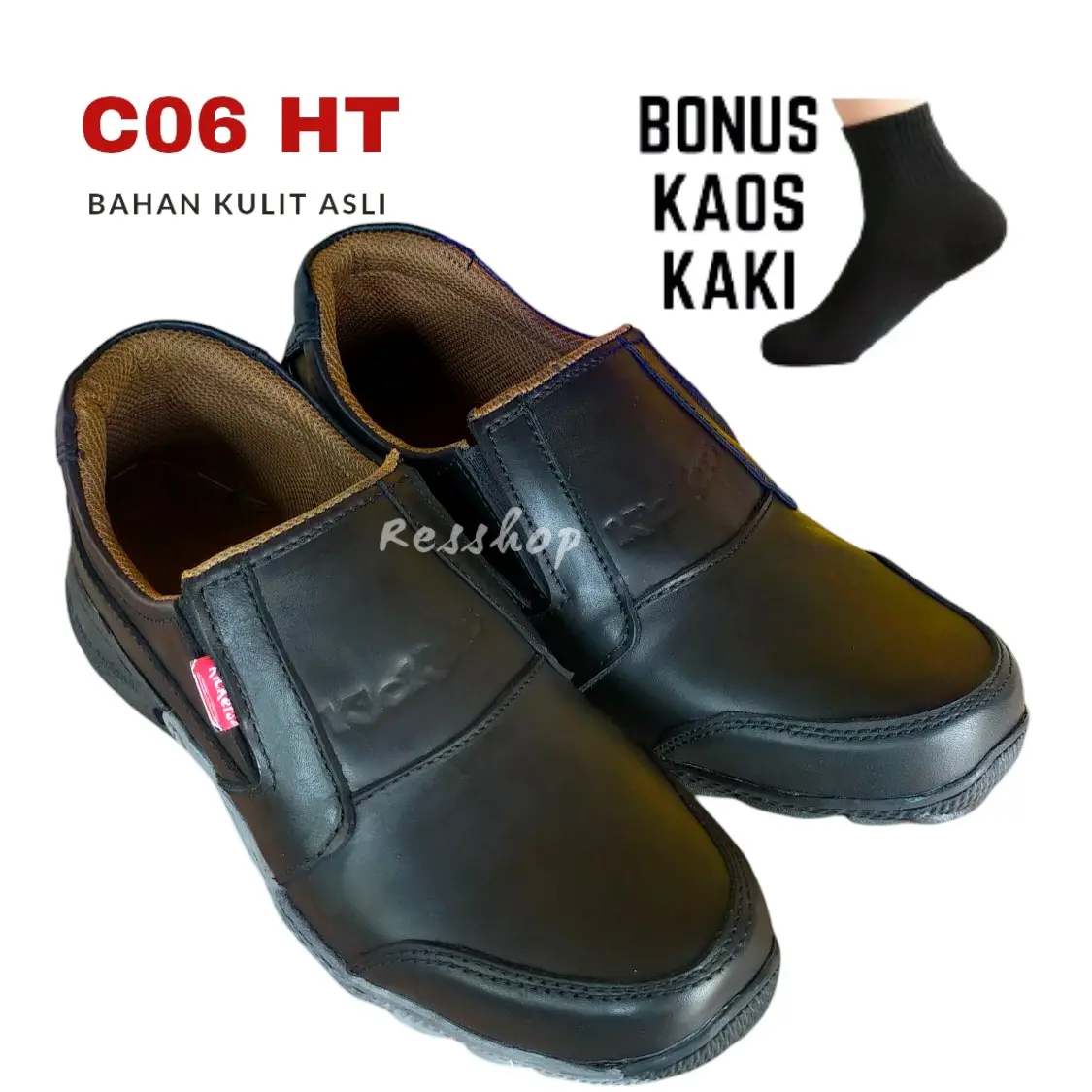 Casual - Sepatu Pria Sepatu Casual Alpard Sepatu Slop Sepatu Kerja Formal Resmi Kerja Sepatu Santai Bahan Kulit Sapi Asli Warna Hitam Model C06