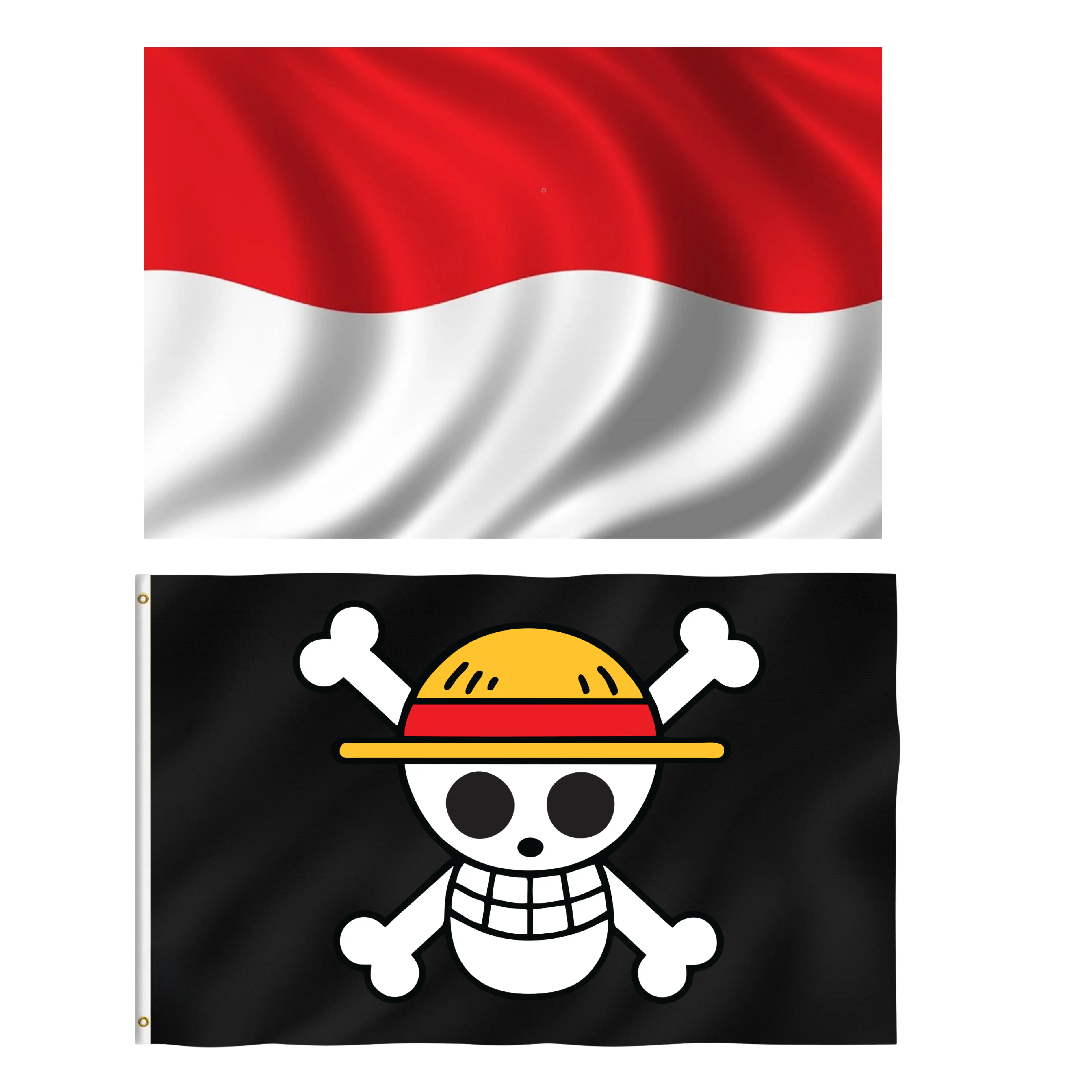 BENDERA ONE PIECE JOLLY ROGER / BENDERA INDONESIA / BENDERA UKURAN BESAR SEDANG KECIL