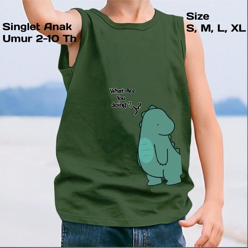 Kaos Lekbong Ideal Anak Cowok/Cewek Unisex Singlet 2-10 Tahun Trendy Ideal DINO- Fashion Perempuan - Baju Laki-Laki 2