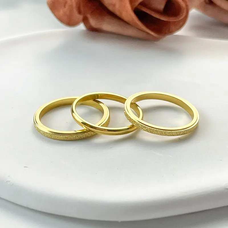 Nhẫn Cặp Đôi Siêu Mỏng Cho Nữ, Thép Titan, Lớp Phủ Kim Loại, Mờ, Phụ Kiện Thời Trang Hàng Ngày 5