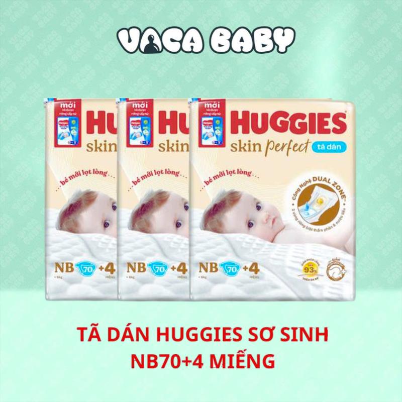 Combo 3 gói Tã bỉm DÁN Huggies Skin Perfect size NB70+4 miếng