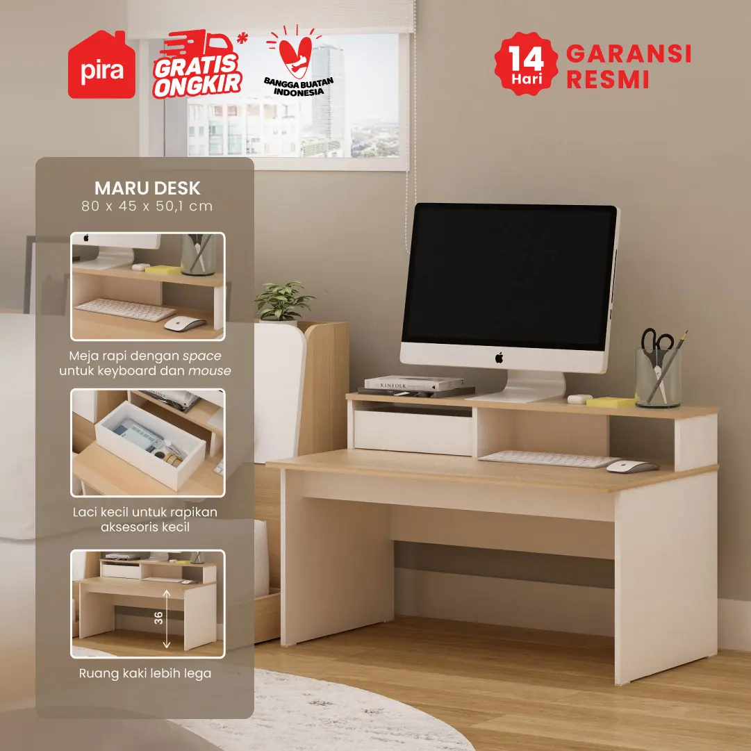 PIRA METROPOLIS OX - MARU DESK Meja Belajar / Meja Komputer / Meja Lesehan
