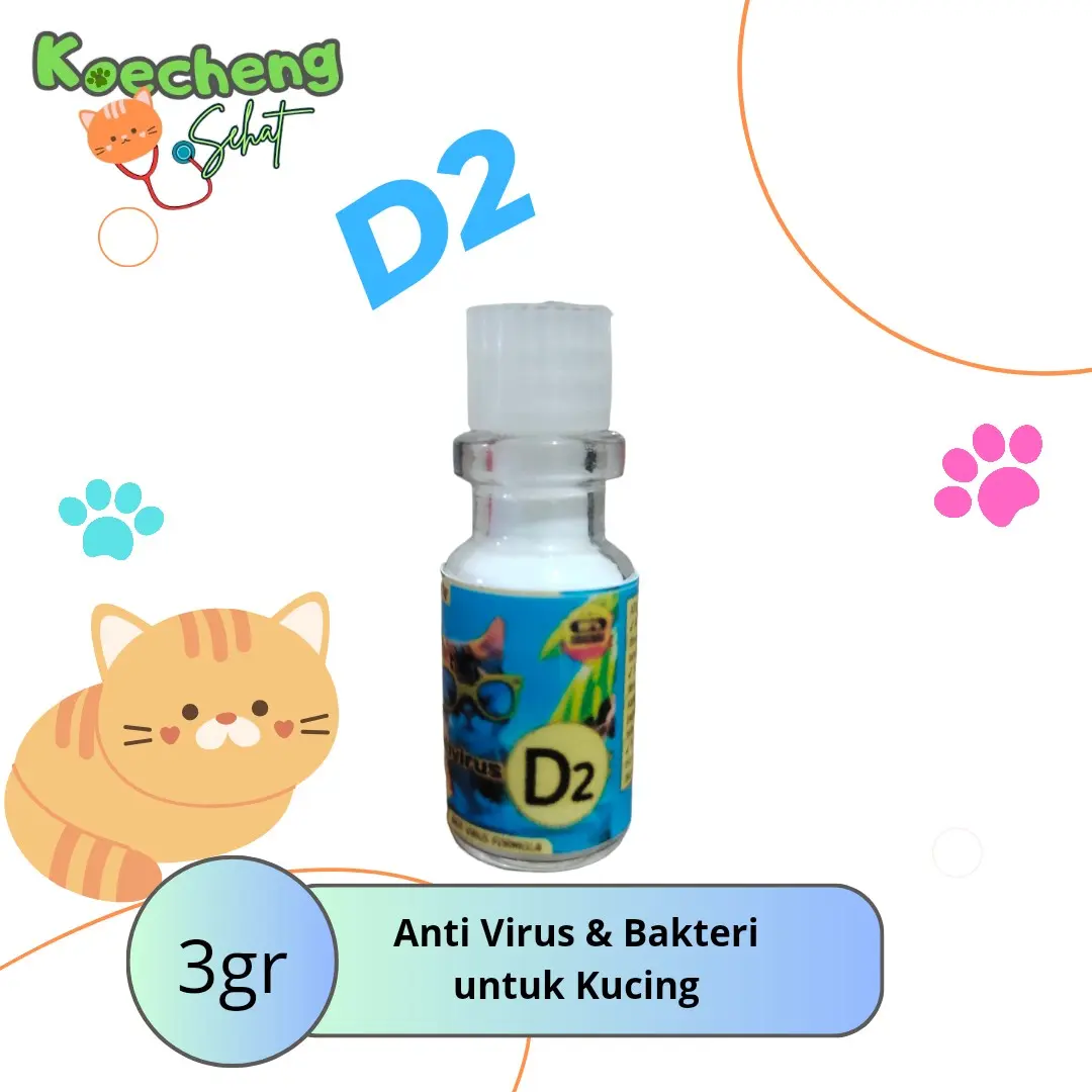 obat flu kucing terbaik D2 obat kucing minum flu, panleu, calici, distemper, mencret, masalah pipis, dll