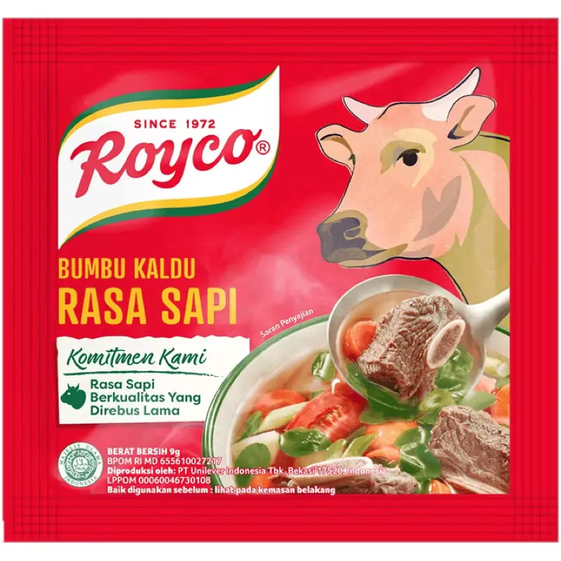 Royco Kaldu Sapi Sachet - 72pcs, ⁶renteng per renteng, Isi 12×8g - Bumbu Pelezat Serba Guna - Instan, Ayam Masakan 0