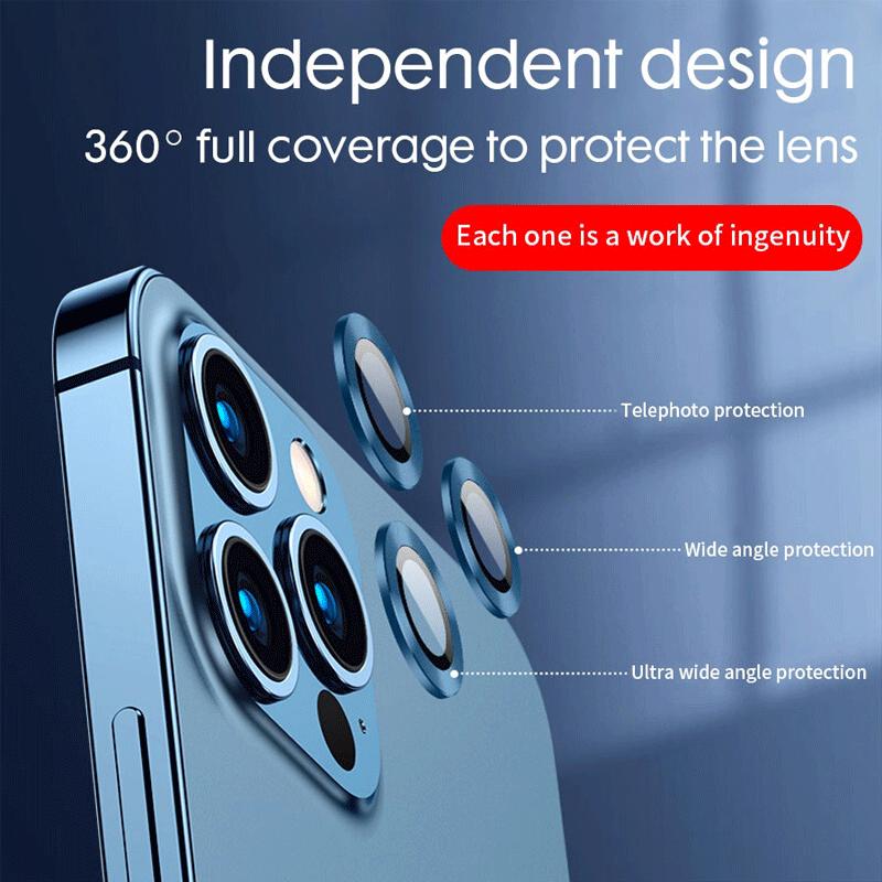 Vòng Bảo Vệ Kim Loại Ống Kính Máy Ảnh Phía Sau, Với Kính Cường Lực, Tương Thích Với iPhone 15 Pro Max, 14, 13, 12, 11 Pro Max, Mini, 14, 15 Plus 2