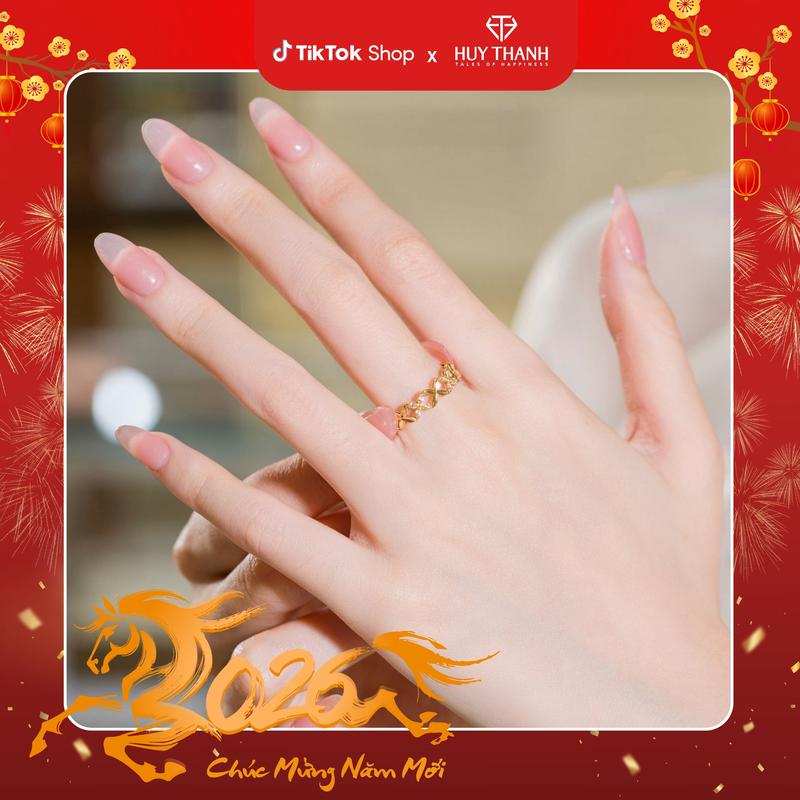  HuyThanhJewelry NLF509 Nhẫn nữ Lộc Phát Tài Vàng 10k Họa Tiết Đồng Xu 