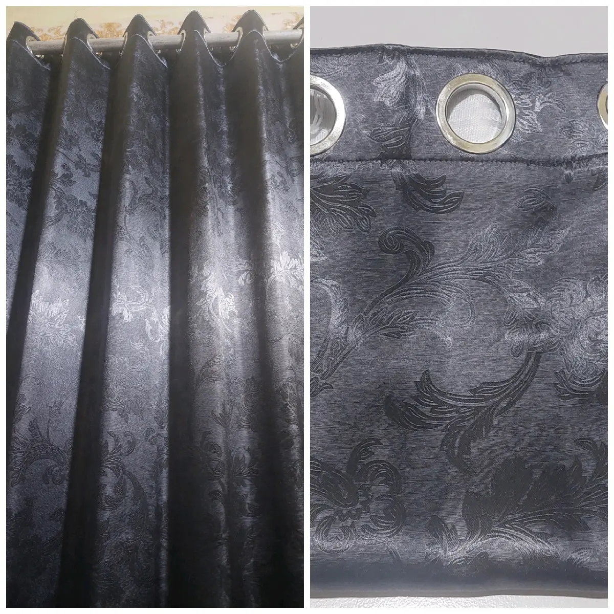 gorden blackout motip abu tua bunga klasik 12 ring 6 gelombang Curtain