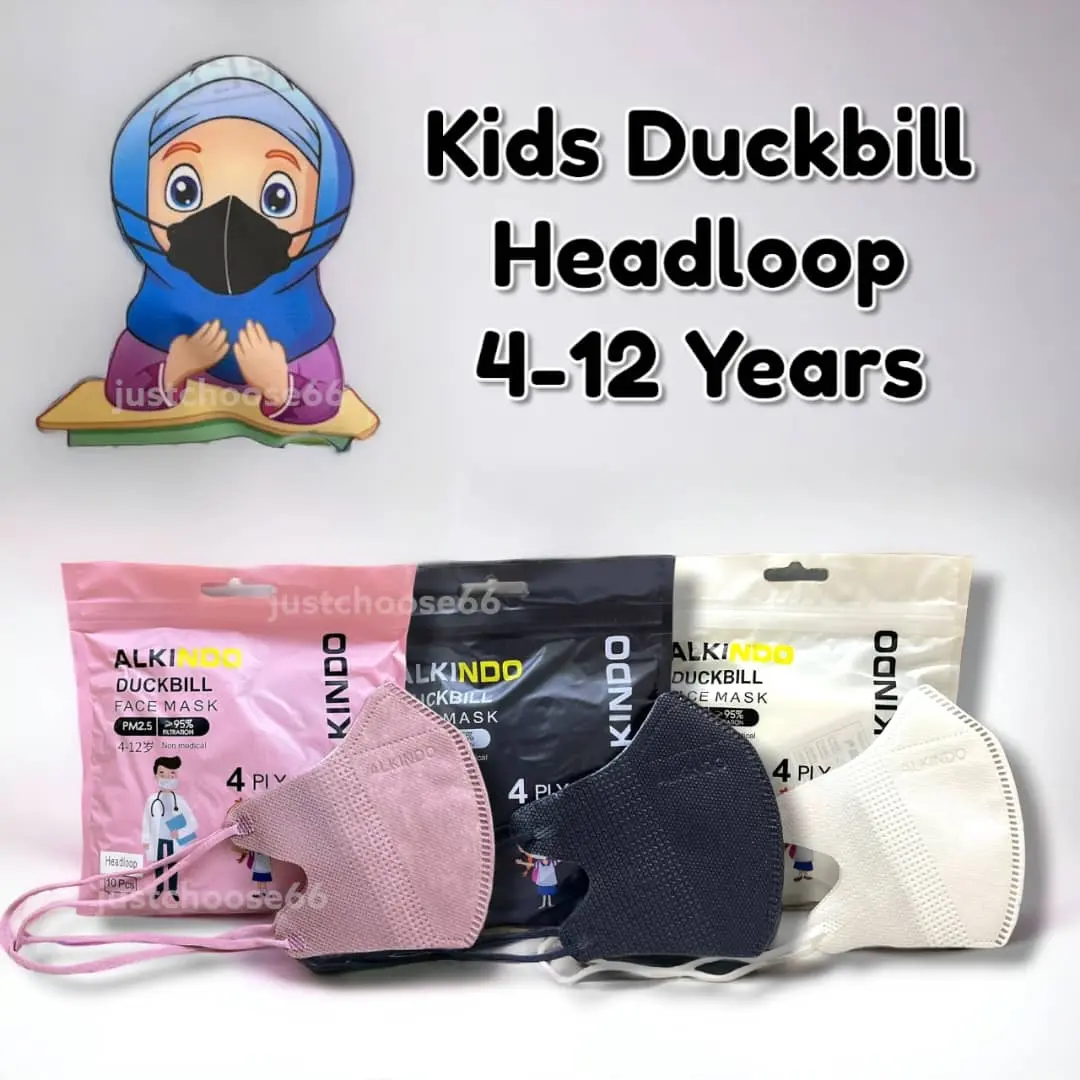 Kids Duckbill Mask 50pcs Headloop 4-12Years 3D Earloop Kids Mask Black White