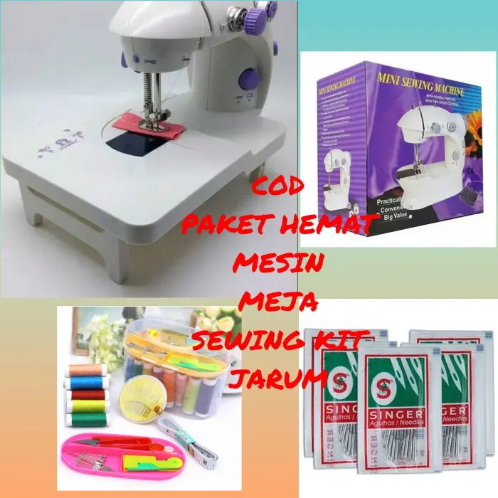 PAKET LENGKAP HEMAT MESIN JAHIT 202 FREE SEWING+MEJA+ 10PCS