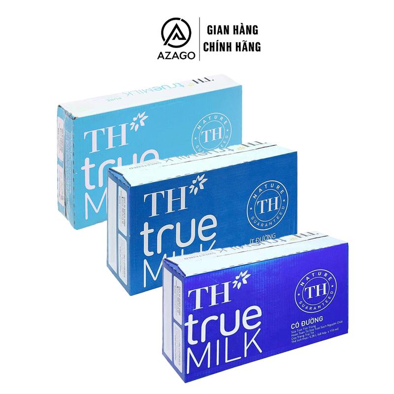 Thùng 48 hộp 110ML Sữa tươi tiệt trùng TH true MILK – Ít đường Không đường Có đường từ 1 tuổi - Bách Hóa Nuti