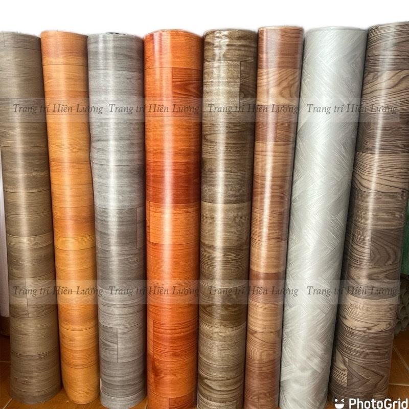 (Combo 10m2) Thảm simili trải sàn vân gỗ, nhựa PVC chưa có keo, dày 0,5mm khổ 1m
