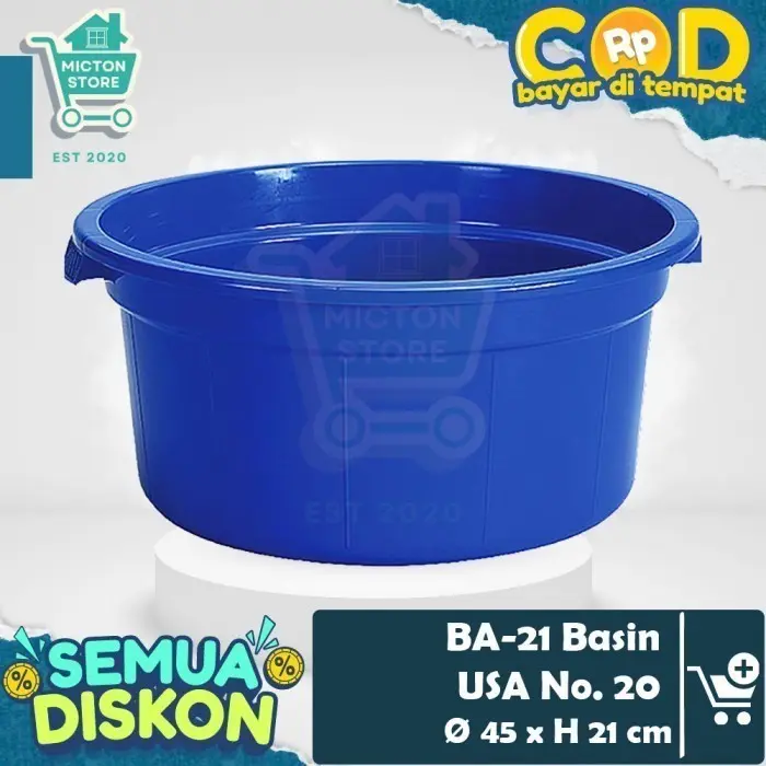 MICTON Lion Star BA-21 Basin USA No. 20 Baskom Air Jumbo Besar Cuci Baju Kamar Mandi WC Bak Mandi Ember  LionStar Plastik Berkualitas Murah Tahan Lama Anti Pecah Kontainer Toples Penyimpanan Dapur Rumah Wadah Tempat Kotak Botol Keranjang Peralatan Makan