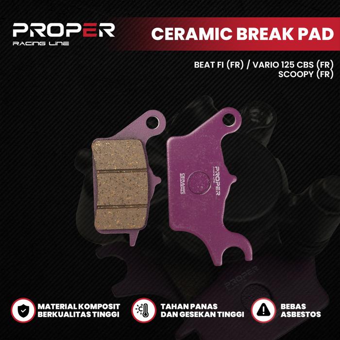 Gambar PROPER RACING LINE CERAMIK BREAK PAD HONDA BEAT FI (FR) VARIO 125 CBS (FR) SCOOPY (FR) KAMPAS REM dari Proper Racing Line Kota Administrasi Jakarta Utara Tokopedia