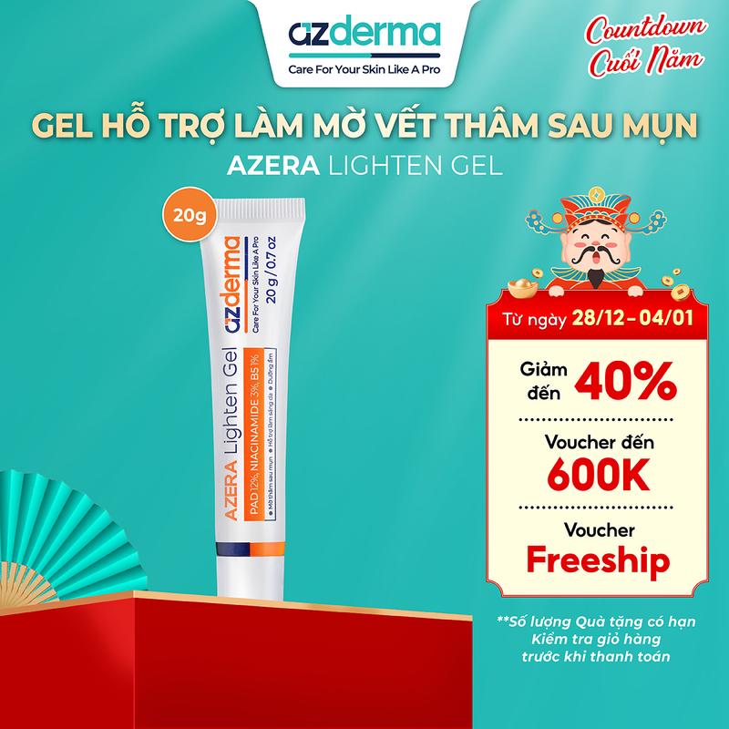  Gel giúp hỗ trợ làm mờ thâm mụn hỗ trợ làm sáng giúp da đều màu và dưỡng ẩm làn da - Azera Lighten Gel Azderma . 