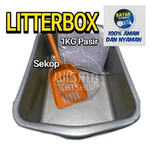 Bak Pasir KASIMURA 1kg dengan Sekop dan Tempat PUP-PIP (eek) untuk Hewan Peliharaan - Cocok untuk Kucing, Anjing, dan Kelinci se koppa