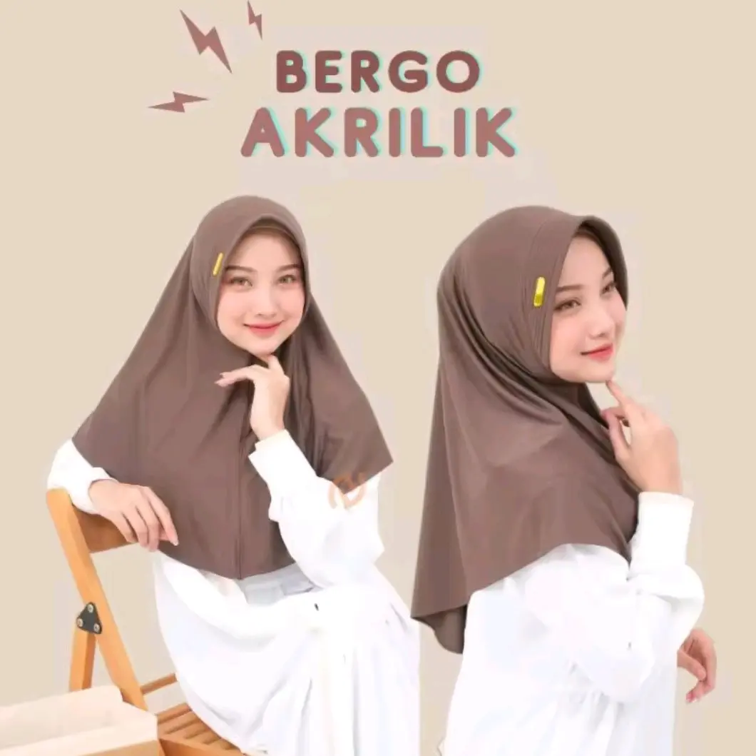 HIJAB BERGO HAMIDAH LABEL AKRILIK SIZE M JERSEY STANDAR // HIJAB INSTAN JERSEY