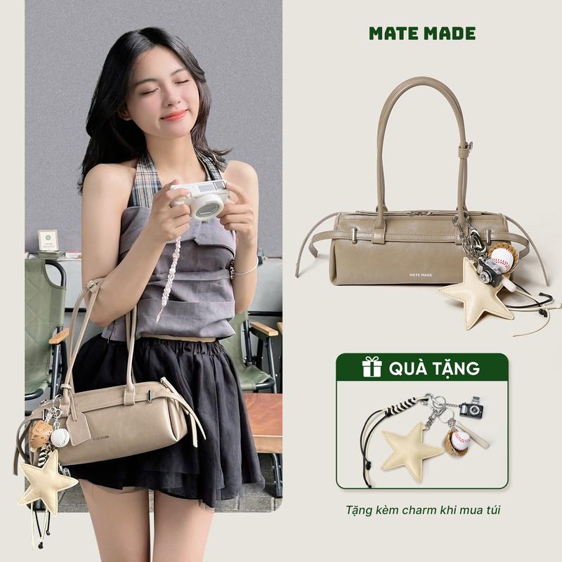 DEAL ĐỘC QUYỀN TIKTOK Túi xách Nữ Iris Bag MATE MADE Túi Xách Lọ Lem Hạt Dẻ - Đeo Vai Đai Ngang Thời Trang - Quai Đôi Size 28