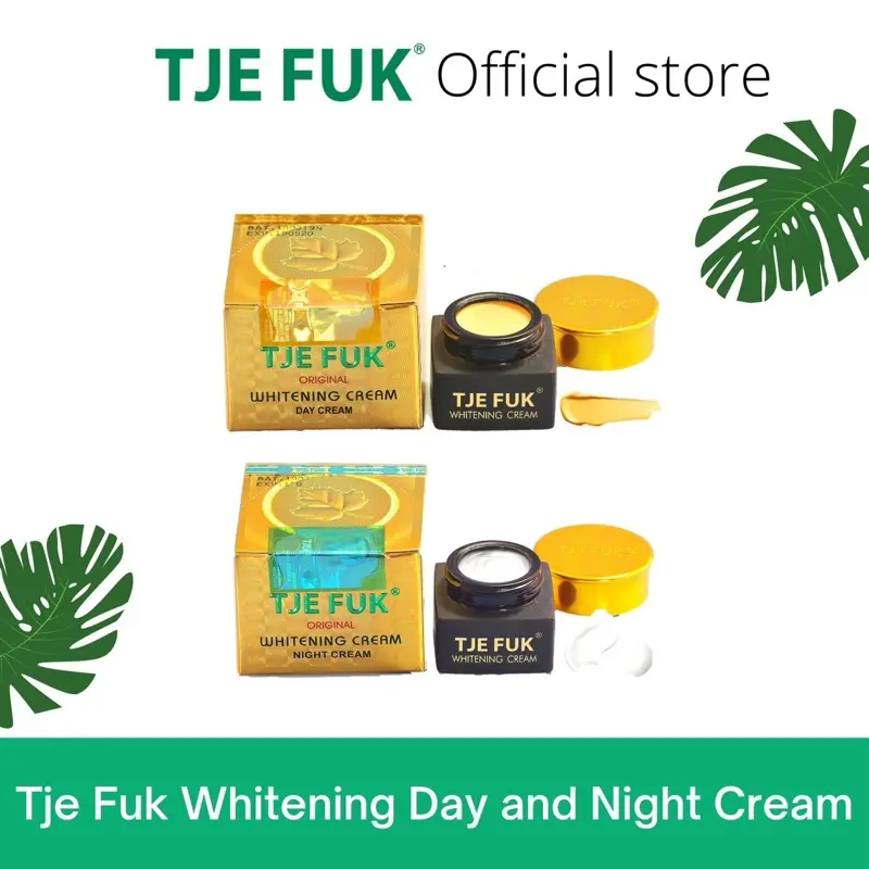[ Paket ] TJE FUK Whitening Day and Night Cream 15 Gr - Paket Skincare Glowing Pemutihan Wajah Pencerah Kulit Kusam, Melawan Jerawat Flek Hitam dan Tanda tanda penuaan. BPOM Halal