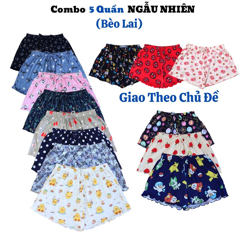 Combo 5 Quần Short Nữ Thun Lai Bèo Mặc Nhà Mẫu Mới Dễ Thương Cotton Áo Quần Ngủ Top