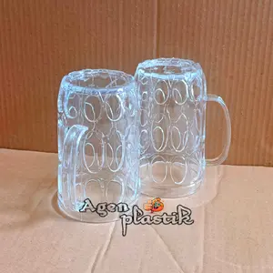Paket 6 Pcs Victory Mug Bambu Cristal Plastik Gelas Bening Transparan dengan Desain Unik dan Kualitas Terbaik Kitchenware