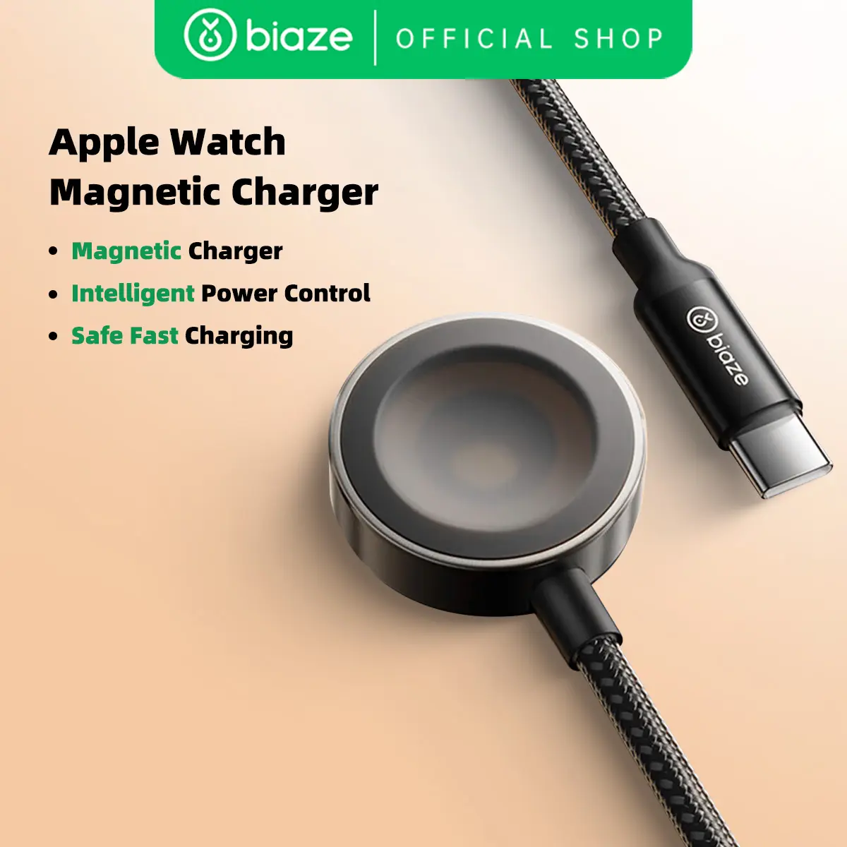 【COD】Biaze Applicable to Apple Watch charger Apple watch braided charging cable iwatchS9/Ultra2/8/7/6/SE/5/4 generation type-c magnetic base Chargeable