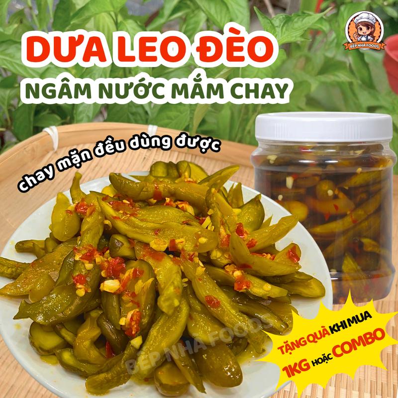   HỎA TỐC  Dưa Leo Đèo Ngâm Nước Mắm Chay Trộn Sẵn Ắn Liền Ăn Chay Được 500gr Cái Tặng Nước Ngâm - Đặc Sản Đồng Tháp Bà Ngoại Làm Giòn Thơm Vừa Ăn - Bếp Nhà Foods 