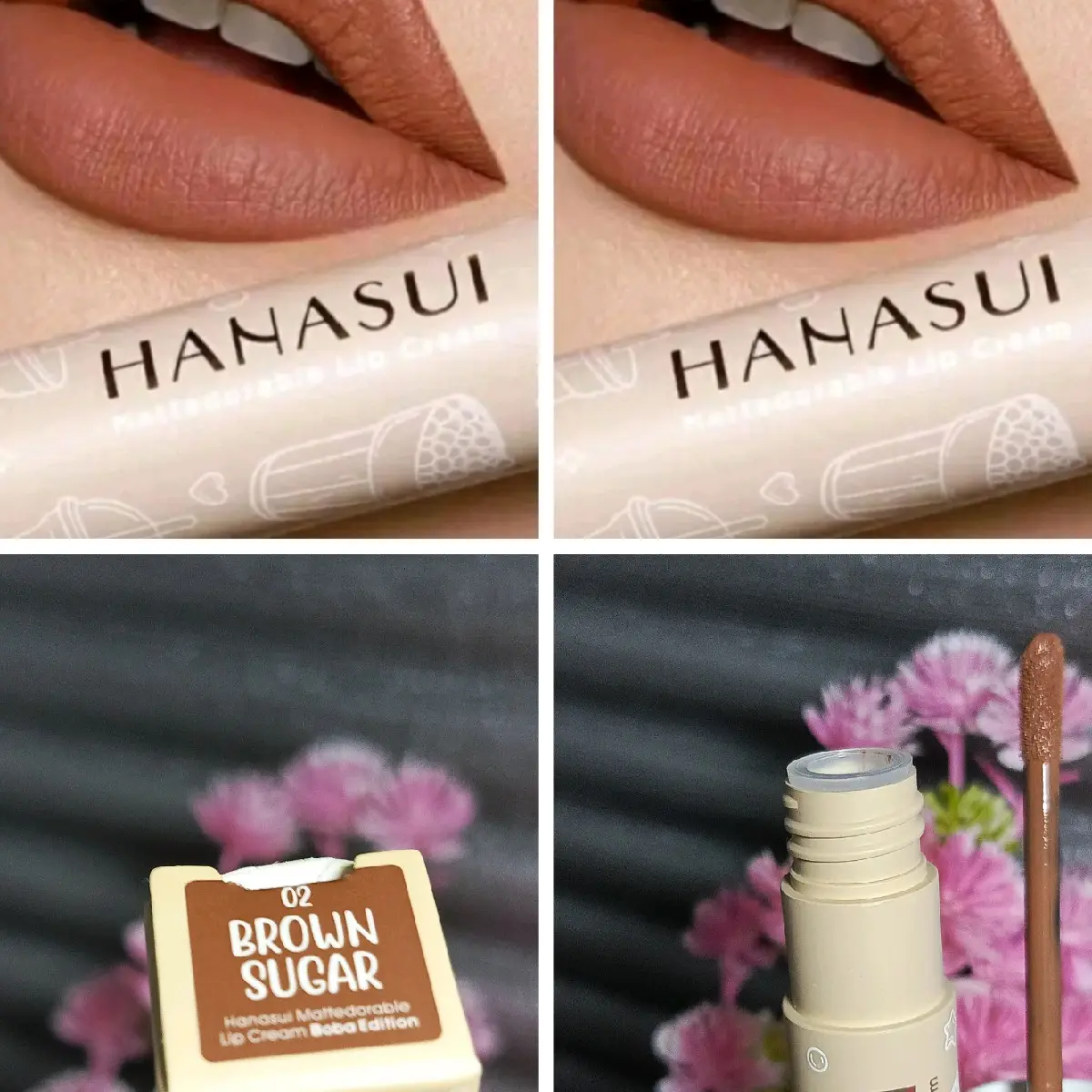 Lipstik Hanasui di bibir waterproof