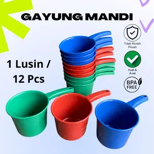 Paket Hemat Set Perlengkapan Mandi 1 Lusin Gayung Tebal Berkualitas Plastik
