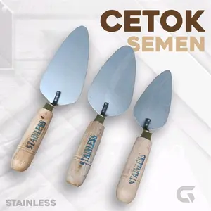 Cetok Semen Stainless Anti Karat Sendok Aci Semen Alat Tukang Bangunan Cetok Galur Semen ukuran kecil, sedang, besar
