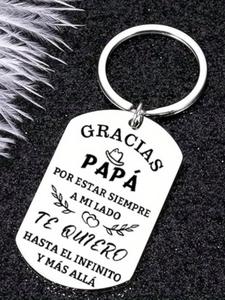 1 llavero con letras “Gracias, papá” de acero inoxidable — un regalo sincero de agradecimiento de una hija o hijo hacia su padre, con citas cálidas, diseño duradero y moderno, adecuado como regalo para el Día del Padre o como regalo para mujeres