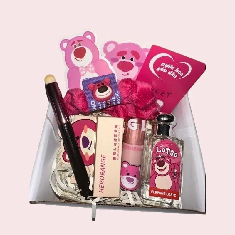 Herorange Combo Gấu Dâu - Nước Hoa + Son Môi Chính Hãng Nội Địa Với Cọ Tô Son & Sticker Đáng Yêu