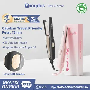 Simpus Catokan Pelurus Rambut Hair Straightener Travel Friendly Ukuran Mini Super Ramping 30 Juta Ion Negatif Pelat Mini 2-in-1 Meluruskan & Mengeriting Lapisan Keramik 3D ZFBA012