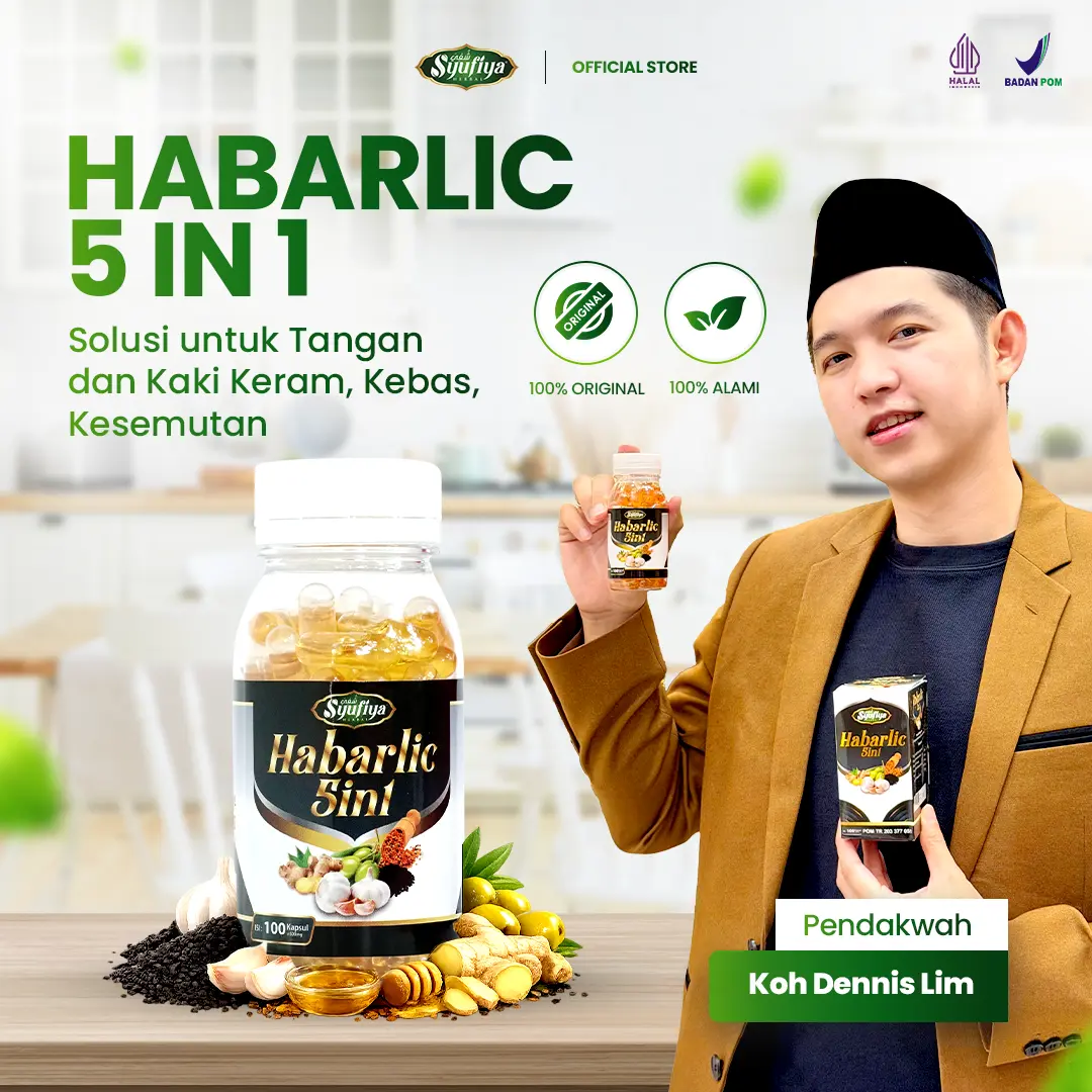 Habarlic 5 in 1 Ori | Isi 60 & 100 Kapsul | Habbatussauda - Propolis - Zaitun - Garlic - Rimpang Jahe I Kapsul Herbal | BPOM Halal