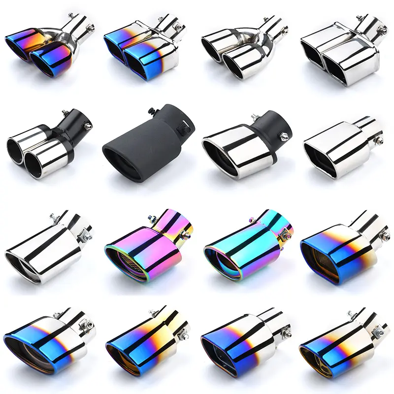 Car Exhaust Tailpipe Modification Universal Stainless Steel Muffler Tip Decorative Cover for Single-Pipe Exhaust Systems