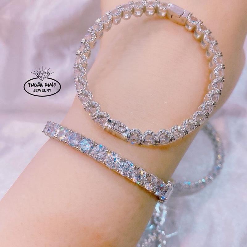 Phụ Kiện Vòng Kiềng Tay Nữ V048 Tennis Full Hột 5li5 CZ Đeo Tay Sang Trọng Trang Sức Bạc Xi Kim - Bạc Thuận Phát