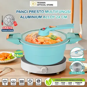 [PREMIUM VOUCHER - BABYOLIV] TEXANIA Panci Presto - Kukus Multifungsi -Bahan Alumunium Anti Lengket Diameter 24cm Kapasitas 4 Liter Kitchenware Free Obeng