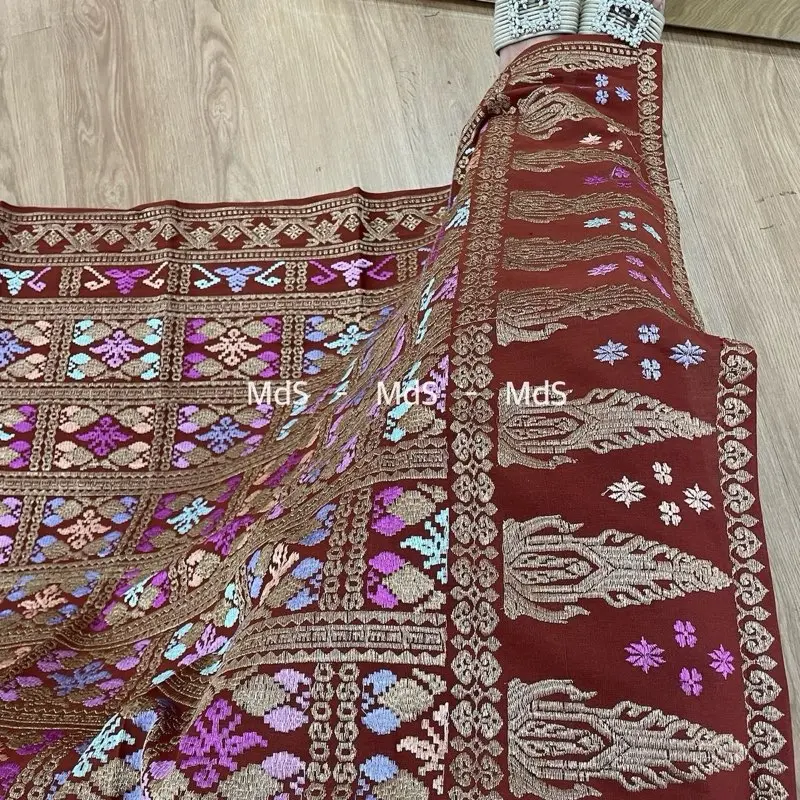 MdS Kamen Kamben Lembaran Songket Bordir Premium Motif Kotak Klasik 3